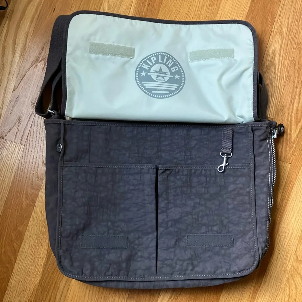 Kipling Madhouse Messenger Laptop Bag with Adjustable Strap Gray